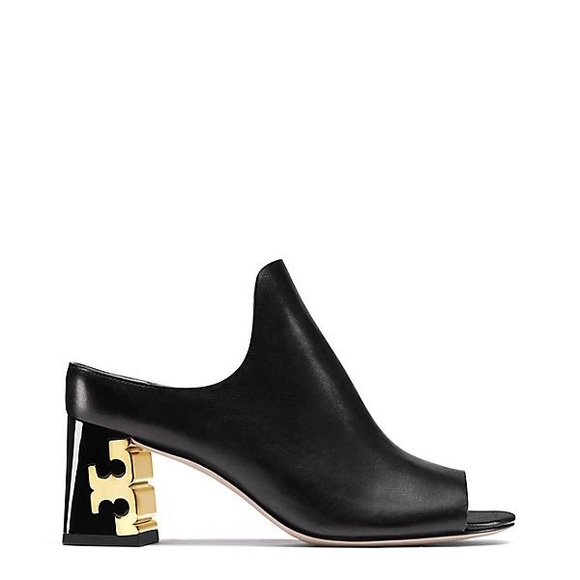 Tory Burch Shoes - Tory Burch Black Finley 65mm Mule Calf Leather with Logo Plaque Heel